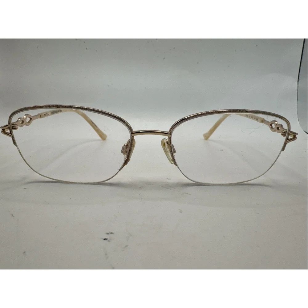 Tura Eyeglasses Frames R599 SIL Silver/Gold Titanium Crystals 53-17-140